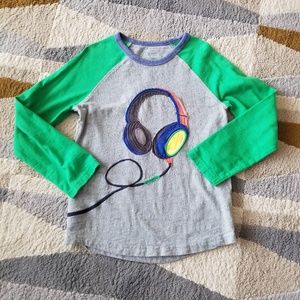 Mini Boden Boys Headphones Baseball Style Shirt